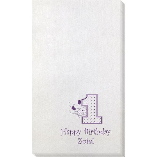 First Birthday Bamboo Luxe Guest Towels